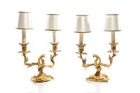 PAIR OF FRENCH GILT BRONZE CANDELABRA LAMPS