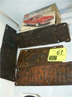 4 ANTIQUE LICENSE PLATES (1924, 1929, 1932,