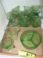 2 FLATS GREEN DEPRESSION GLASS