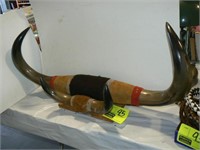 DOUBLE STEER HORNS WALL DISPLAY