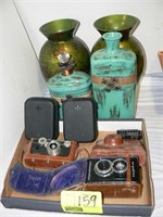 FLAT WITH VINTAGE CAMERAS (ARGUS), (2) "TYLT", 4