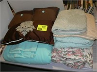 AQUA BED LINENS, COMFORTER, BATH RUGS