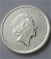 1oz .999 Fine Silver 2020 Britain 2 Pound Coin -NO