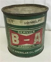 1940s B-A Oil Co. Bowtie Logo Grease Can Rare
