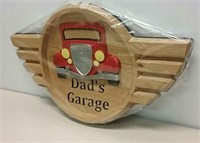 Unused Handcrafted Wooden Dad's Garage Sign