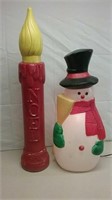 Lighted Snowman 31" & Candle 40"