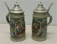 Two Gerz  West Germany Vintage Lidded Steins