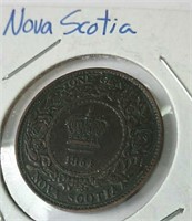 1864 Nova Scotia One Cent Nice Grade VF20 Queen