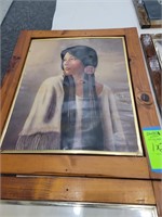 2 Indian pictures in wood frame made by Mr Tanner