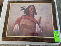 3 Indian pictures in wood frame by Mr Tanner