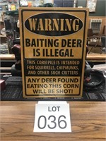 12" x 17" Warning Baiting Deer is illegal sign.