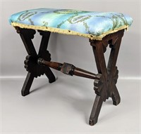 Antique Upholstered Wooden Stool