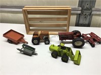 Vintage Toys In Small Wood Crate