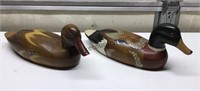 2 Wood Carved Ducks