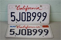 Pair of California License Plates