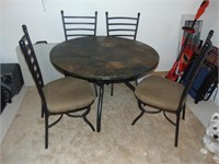 Round Slate Table with 4 Chairs