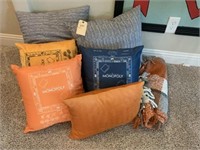 ASSORTED PILLOWS & THROW