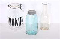 Vintage French Cookie Jar, Ball Jar, Carafe