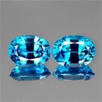 Natural  AAA Cambodian Blue Zircon Pair 7x5 MM