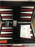 BACKGAMMON GAME IN SILVER CARRYING CASE
