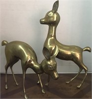 2 VINTAGE BRASS DEER