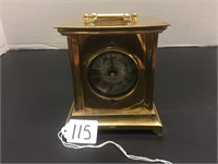 TIMEWORKS BRASS CARRIAGE CLOCK, 5 1/2" TALL