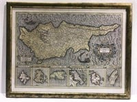 FRAMED PRINT COPY MAP OF CYPRUS