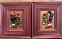 2 RED FRAMED ORIENTAL PIECES