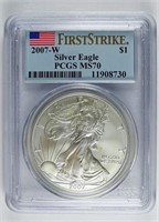 2007 W US Silver Eagle MS 69 1st Strike MS 69