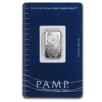 2.5 gram Pamp Suisse Silver Ingot on Assay Card