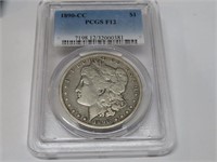1890 CC F12 PCGS Key Date Morgan Silver Dollar