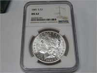 1881 S MS 62 NGC Morgan Silver Dollar