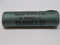 $5 Face Value Roosevelt Bankwrap DImes BU