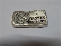 1 oz. Poured Silver Prospector Bar - RARE