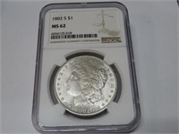 1882 S MS 62 NGC Morgan Silver Dollar
