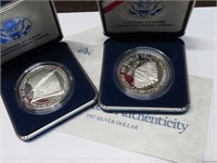 (2) 1987 Constitution $1 Silver coins in OMB