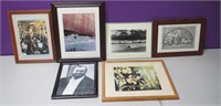 6 Pieces Of Wall Art Photos, Etchings Etc