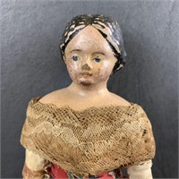 1860s Jointed Wood Peg & Gesso Doll