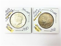 2 Error silver half dollars (1964)
