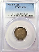 1909 S VDB PCGS G 6 Lincoln Wheat Cent KEY DATE