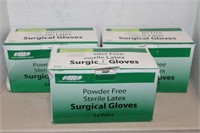 THREE BOXES OF LATEX GLOVES