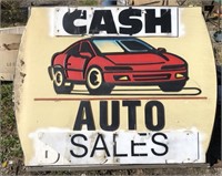 “Cash Auto Sales”  Advertisement Sign. Measures