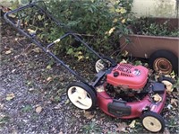 Lot with Toro Push Mower and Pull Behind Yard Cart