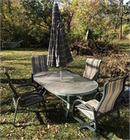 Patio Set with Table, Umbrella, and 4 Chairs, 3