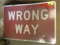 Wrong Way Sign, Measures 3ft x 2ft