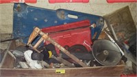 Box with Clamps, Floor Jack, Creeper, and more