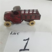 Arcade Cast Iron Stake Truck Vintage Red Paint