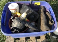 Tote Lot w/ Northern Boots, Fertilizer Sprayer,