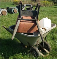 Lot of Various Wheelbarrows, Metal Scoops, and