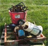 Pallet w/ Saw Horses, Steel Rods, Various Stove
